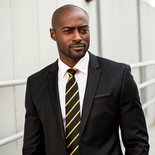 Eenvoudige formale zwart en goud met stripes stropdas