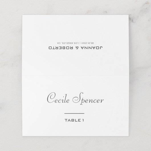 Eenvoudige formele bruiloft plaatskaartje (Buitenkant ongevouwen)