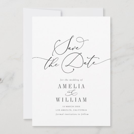 eenvoudige formele bruiloft Save the Date (Voorkant)