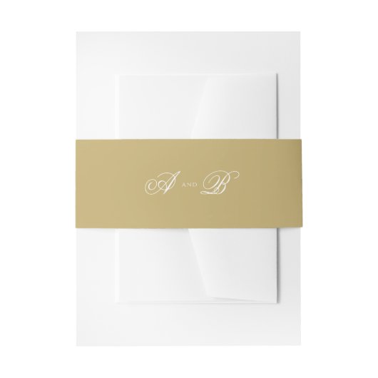 Eenvoudige formele Goud & Wit Monogram Script Wedd Uitnodigingen Wikkel (Voorkant Voorbeeld)
