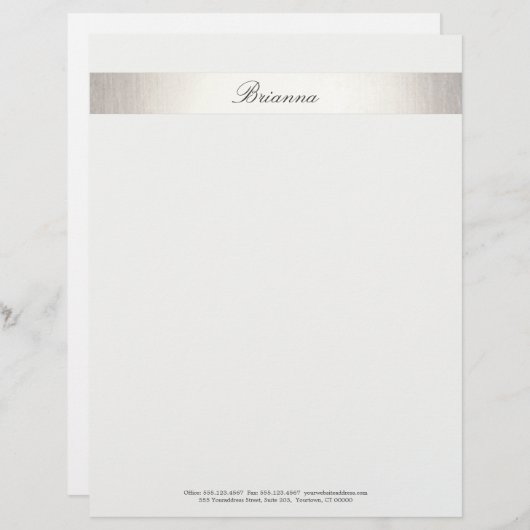 Eenvoudige formele huwelijksconsultant Silver Stri Custom Briefhoofd (Voorkant / Achterkant)
