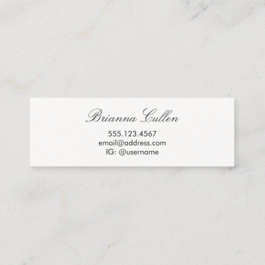 Eenvoudige formele huwelijksconsultant Silver Stri Mini Visitekaartje (Achterkant)