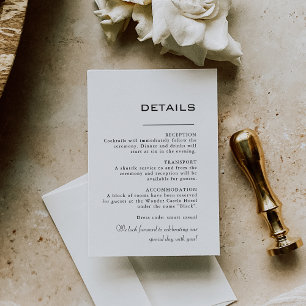 Eenvoudige formele Kaart voor bruiloft met details