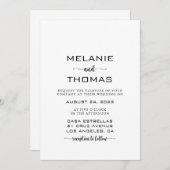 Eenvoudige formele kalligrafie-script bruiloft Inv Kaart (Voorkant / Achterkant)