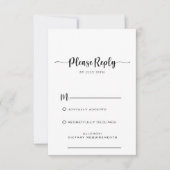 Eenvoudige formele kalligrafiescript-RSVP-kaart RSVP Kaartje (Voorkant)