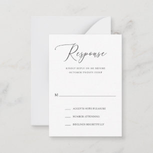 Eenvoudige formele legant Wedding Mini RSVP-kaart Notitiekaartje