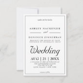 Eenvoudige formele minimale bruiloft kaart (Voorkant)