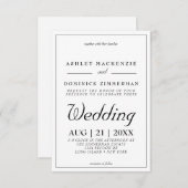 Eenvoudige formele minimale bruiloft kaart (Voorkant / Achterkant)