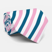 Eenvoudige formele minimale roze blauwe witte stre stropdas (Opgerold)