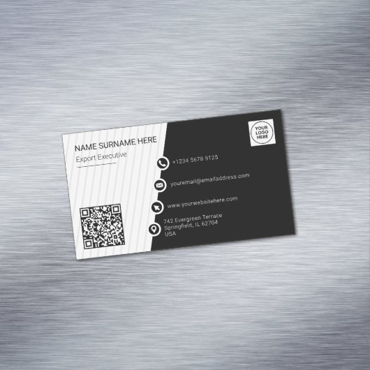 Eenvoudige formele QR-code Professioneel Modern Magnetisch Visitekaartje (Voorbeeld)