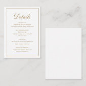 Eenvoudige formele traditionele legante gouden bru informatiekaartje (Voorkant / Achterkant)