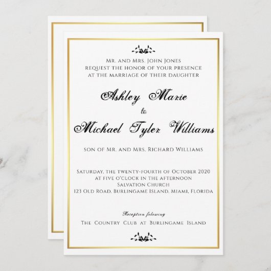 Eenvoudige formele uitnodiging in de vorm van een (Voorkant / Achterkant)