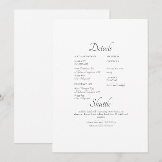 Eenvoudige formele website Uitnodiging voor huweli (Voorkant / Achterkant)