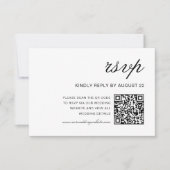 Eenvoudige Formele Witte & Zwarte Trouw QR Code RSVP Kaartje (Voorkant)