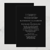 Eenvoudige Formele Zwart 2 Venue Bruiloft Kaart (Voorkant / Achterkant)