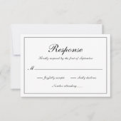 Eenvoudige formele zwart-wit elegante bruiloft RSVP kaartje (Voorkant)