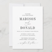 Eenvoudige formele zwart-wit huwelijksuitnodiging kaart (Voorkant)