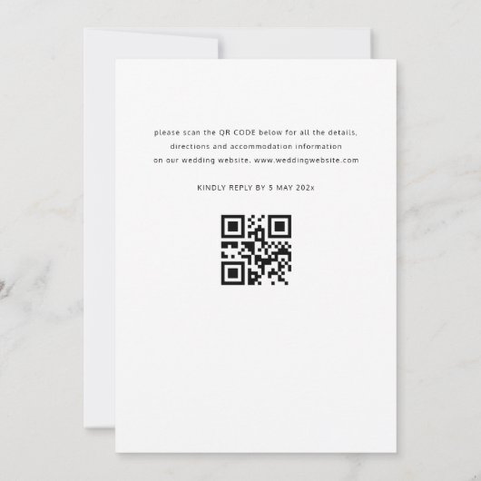 Eenvoudige formele zwart-wit huwelijksuitnodiging kaart (Achterkant)