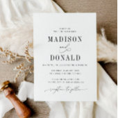 Eenvoudige formele zwart-wit huwelijksuitnodiging kaart