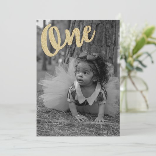 Eenvoudige foto 1st verjaardag kaart (Staand voorkant)