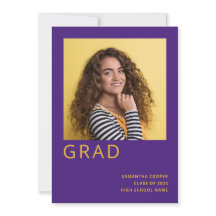 Eenvoudige foto 2022 Afstuderen Paarse aankondigin