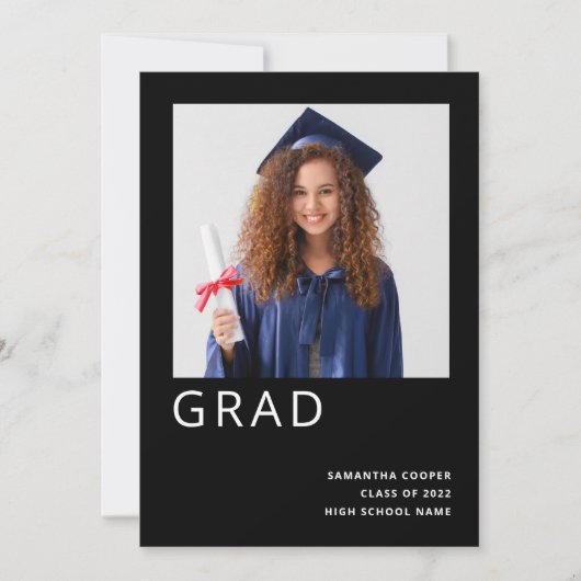 Eenvoudige foto 2022 Afstuderen zwart Aankondiging (Voorkant)