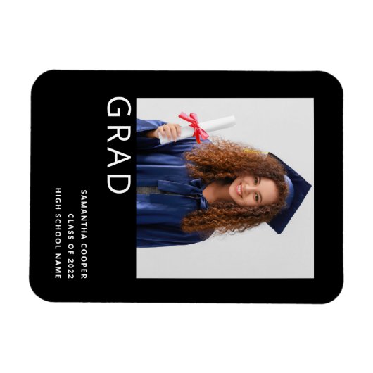 Eenvoudige foto 2022 Afstuderen zwarte bekendmakin Magneet (Horizontaal)