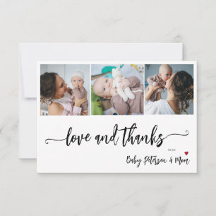 Eenvoudige foto 3 collage elegant baby shower bedankkaart