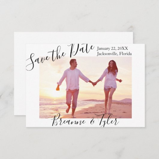 Eenvoudige foto - 3x5 Opslaan van de datum Kaart (Voorkant / Achterkant)