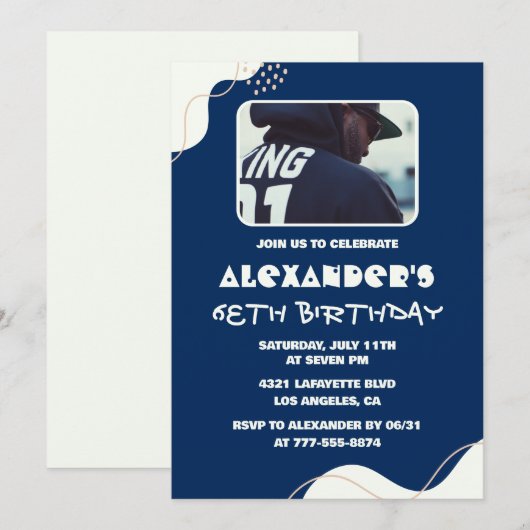 Eenvoudige foto 68e verjaardag uitnodigingen Manne (Voorkant / Achterkant)