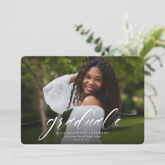 Eenvoudige foto-aankondiging afstuderen (Staand voorkant)