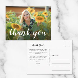 Eenvoudige foto afstudeer witte script bedankt briefkaart