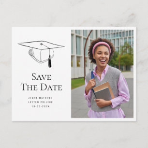 Eenvoudige foto afstudeerfoto save the date briefkaart
