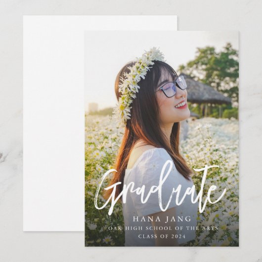 Eenvoudige foto afstudeerklas van 2025 kaart (Voorkant / Achterkant)