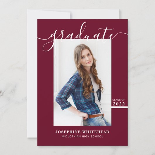 Eenvoudige foto Afstuderen 2022 Bourgogne Aankondiging (Voorkant)