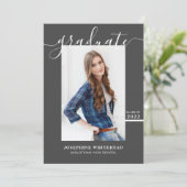 Eenvoudige foto Afstuderen 2022 donkergrijs Aankondiging (Staand voorkant)