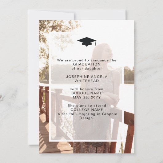 Eenvoudige foto Afstuderen 2022 donkergrijs Aankondiging (Achterkant)