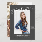 Eenvoudige foto Afstuderen 2022 donkergrijs Aankondiging (Voorkant / Achterkant)