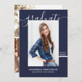 Eenvoudige foto Afstuderen Aankondiging 2022 Navy  (Voorkant / Achterkant)