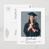 Eenvoudige Foto Afstuderen Afgestudeerde Dank U Briefkaart (Voorkant / Achterkant)