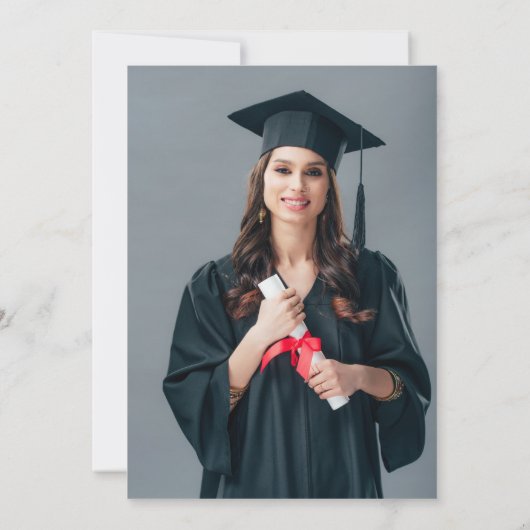 Eenvoudige foto Afstuderen Afstuderen aankondiging (Achterkant)