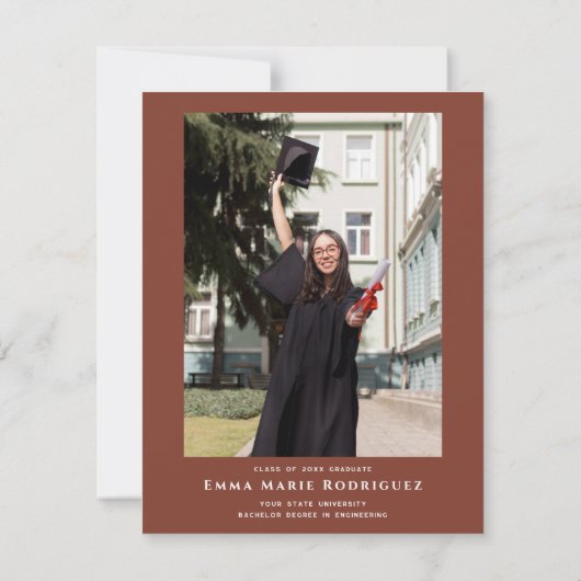 Eenvoudige foto Afstuderen dank u kaart (Achterkant)