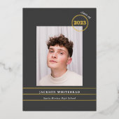 Eenvoudige Foto Afstuderen Folie Uitnodiging (Voorkant)