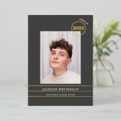 Eenvoudige Foto Afstuderen Folie Uitnodiging (Staand Voorkant)