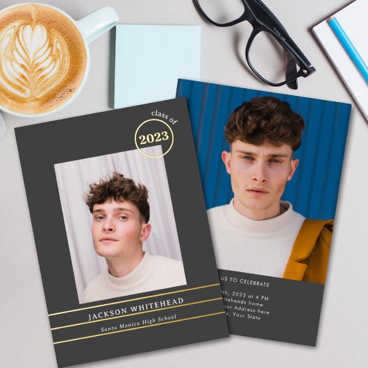 Eenvoudige Foto Afstuderen Folie Uitnodiging