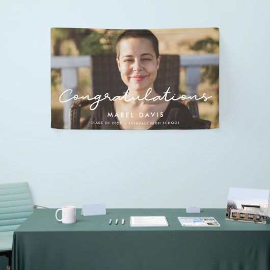Eenvoudige foto afstuderen Gefeliciteerd Spandoek (Beurs)