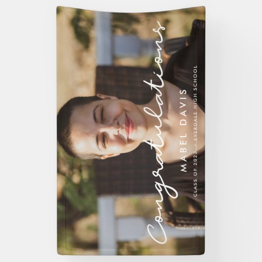 Eenvoudige foto afstuderen Gefeliciteerd Spandoek (Verticaal)