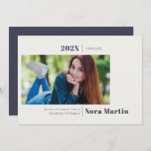 Eenvoudige foto afstuderen Navy Blue aankondiging (Voorkant / Achterkant)