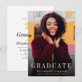 Eenvoudige foto afstuderen uitnodiging & aankondig (Voorkant / Achterkant)