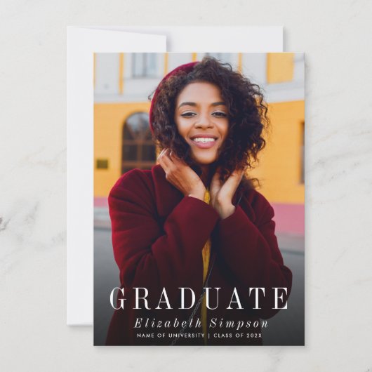 Eenvoudige foto afstuderen uitnodiging & aankondig (Voorkant)